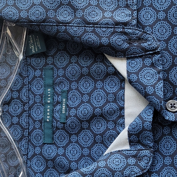 Perry Ellis blue stretch short sleeve shirt 3XL TALL - Picture 3 of 6